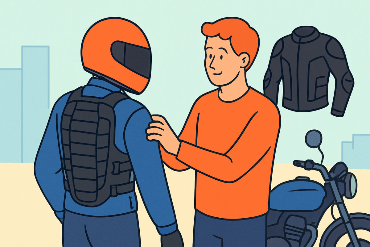 Selkäsuoja ja muut suojavarusteet motoristille